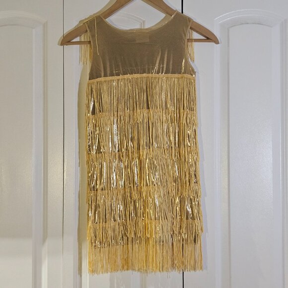 Flapper Dress Girls Size M (7-9) Gold Halloween New Years Eve Play Costume 1920s - Picture 3 of 7